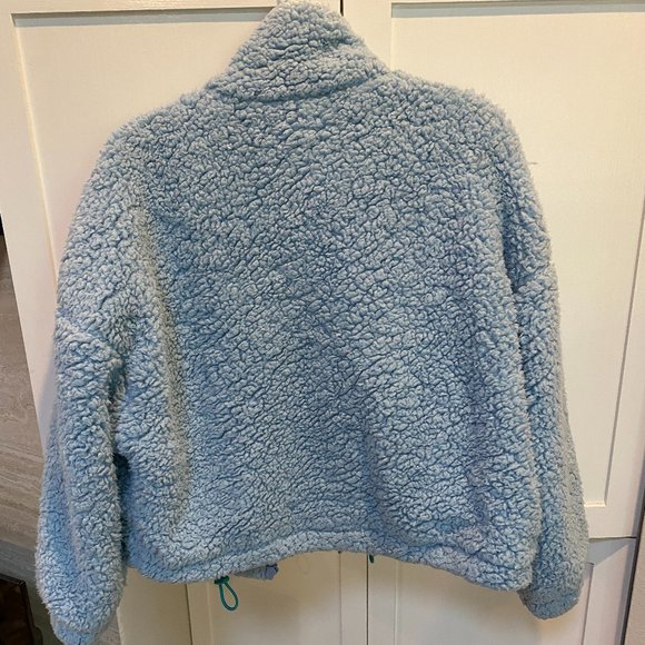 URBAN OUTFITTERS SKY BLUE DRAWSTRING TEDDY JACKET - Picture 4 of 5